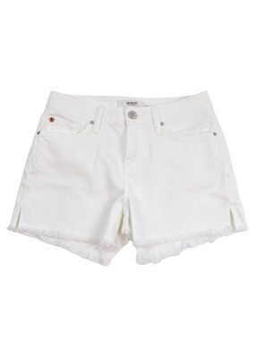 HUDSON White Denim Shorts High Rise Frayed Hem Size 26